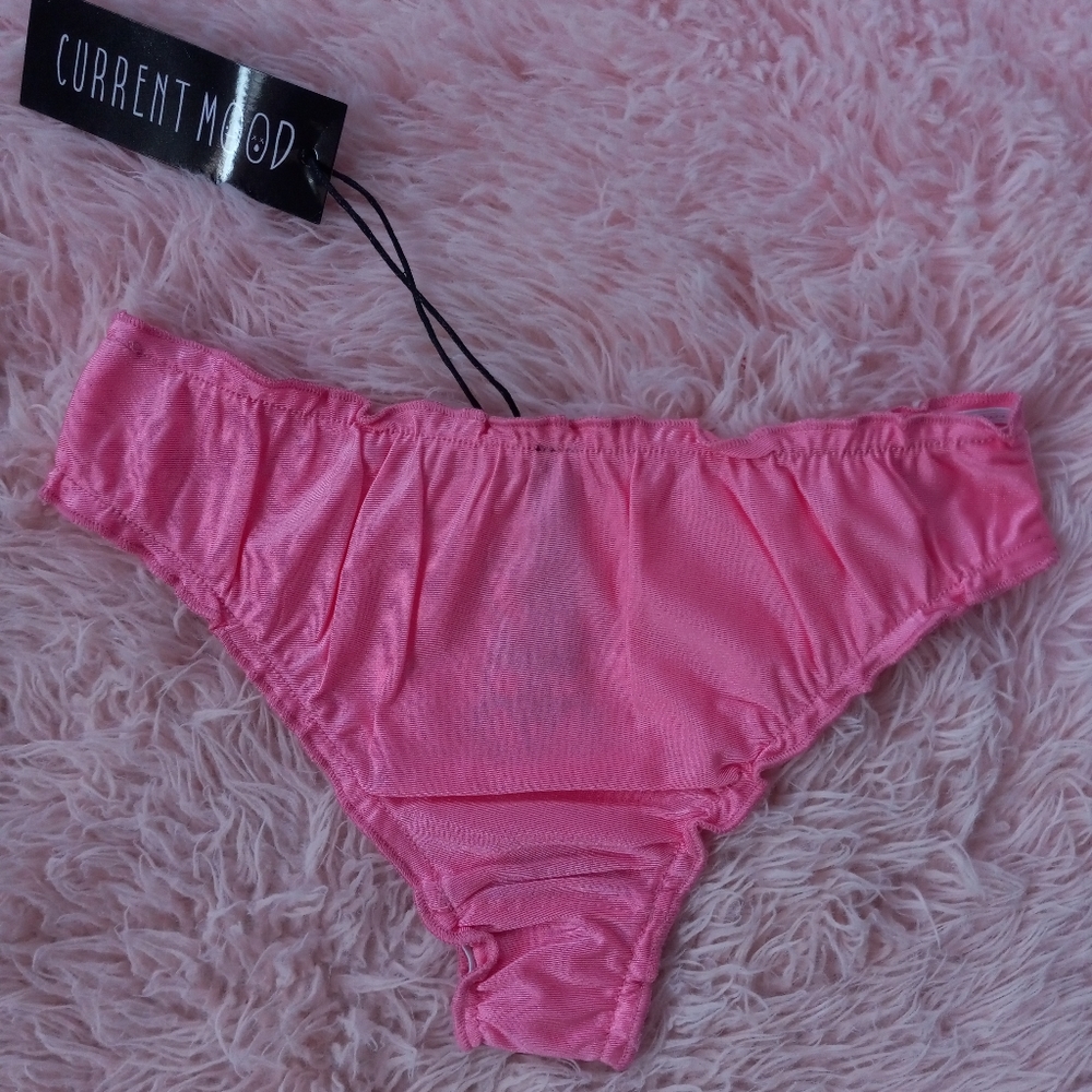 FINAL PRICE Dolls Kill Silky cheeky bunny embroidered pink ruffle edged panty! - Picture 3 of 6
